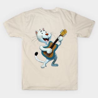 Cat playing guitar an singing - funny illustration for cat lovers T-Shirt